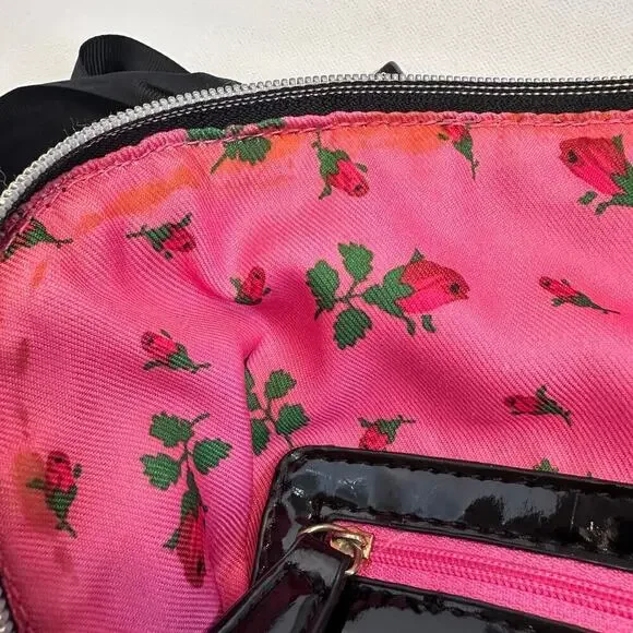 Vintage Y2K Betsey Johnson Black Patent Leather Quilted Handbag - Picture 8 of 8